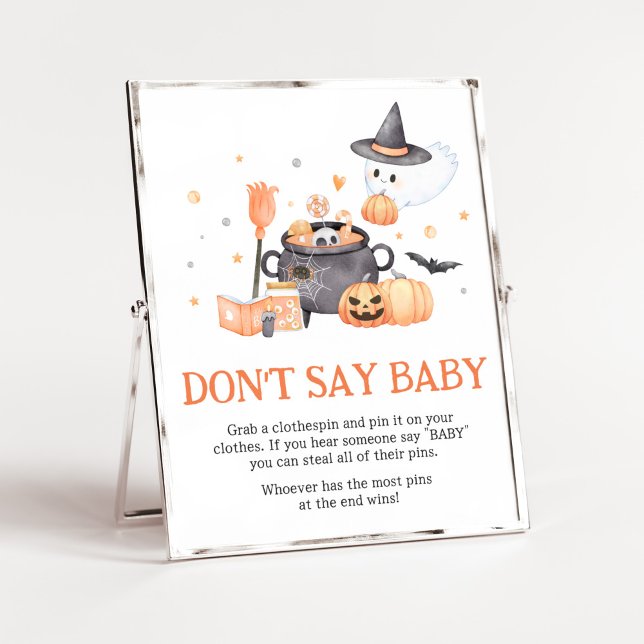 Baby is Brewing Orange Don't Say Baby Poster (Baby is Brewing Baby Shower Don't Say Baby Sign)