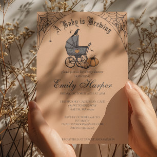 Baby is Brewing Orange Gothic Baby Shower Invitation
