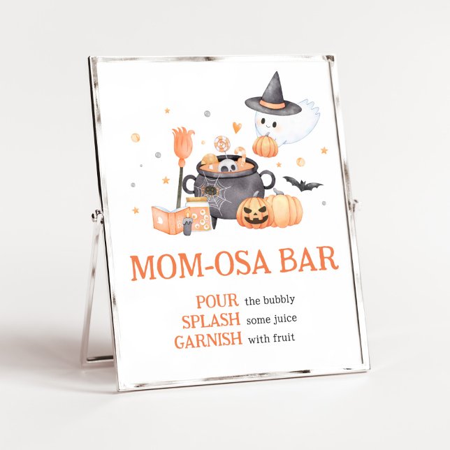Baby is Brewing Orange Halloween Mum Osa Bar Poster (Baby is Brewing Baby Shower Mom Osa Bar Sign)