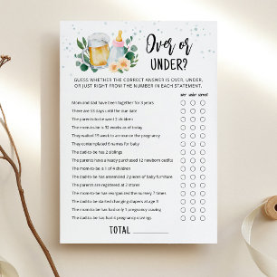 Baby Is Brewing Over Or Under Game Pink Card