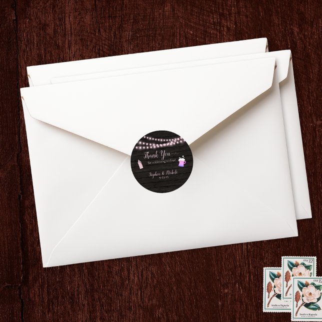 Baby Is Brewing Pink Baby Shower Thank You Classic Round Sticker (Creator Uploaded)