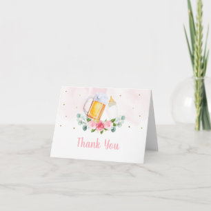 Baby Is Brewing Pink Gold Baby Shower Thank You Card
