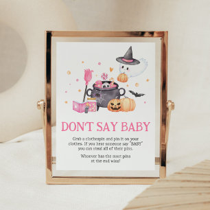 Baby is Brewing Pink Halloween Don't Say Baby Poster