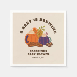 Baby Is Brewing Pumpkin Coffee Fall Baby Shower Napkin