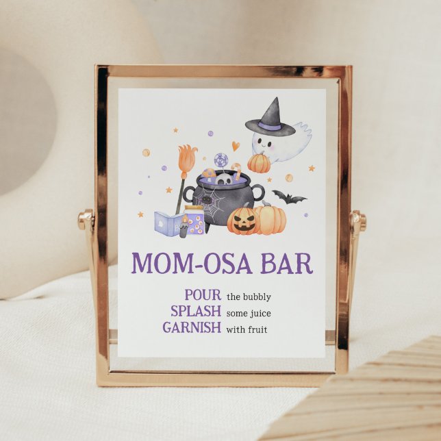 Baby is Brewing Purple Halloween Mum Osa Bar Poster (Baby is Brewing Baby Shower Mom Osa Bar Sign)