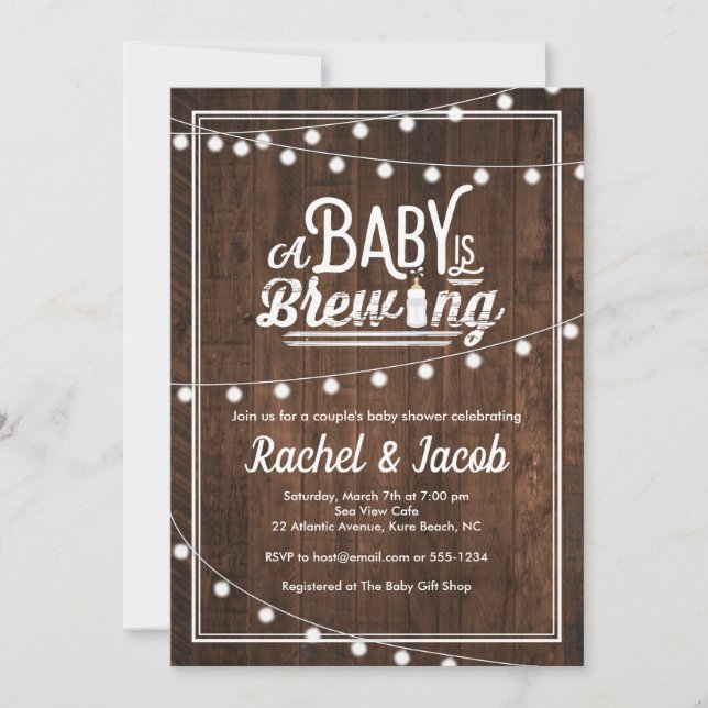 Baby is Brewing Rustic Baby Shower Invitation (Front)