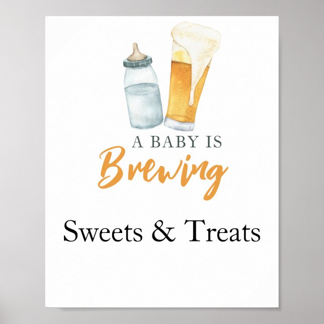 Baby is brewing Sweets and treats baby shower Poster (Front)