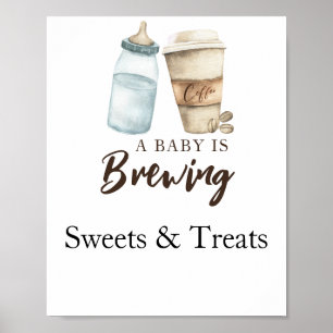 Baby is brewing Sweets and treats baby shower Poster
