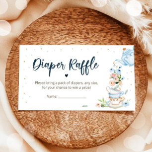 Baby is Brewing Tea Diaper Raffle Blue Baby Shower Enclosure Card
