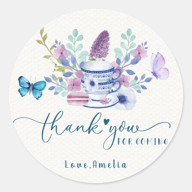 Baby is brewing tea party Baby shower Thank you Classic Round Sticker (Front)