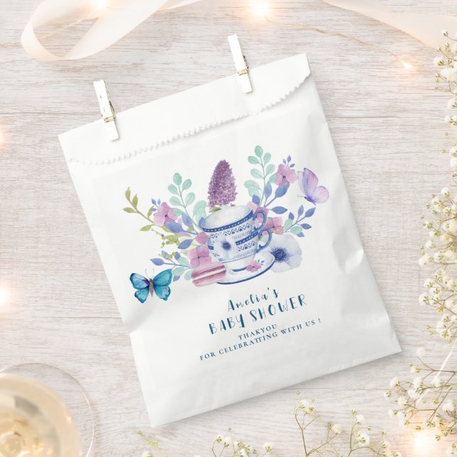 Baby is brewing tea party Baby shower Thank you Favour Bags (Clipped)