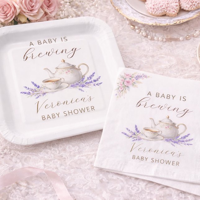 Baby is Brewing Tea Party  Paper Plate (Creator Uploaded)