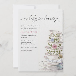 Baby is Brewing Tea Party Shower Invitation