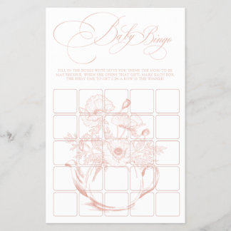 Baby is Brewing Vintage Pink Floral Baby Bingo Flyer