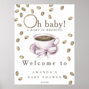 Baby is brewing Welcome coffee baby shower party Poster