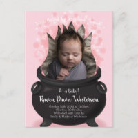 Baby is Brewing Witch Birth Announcement Pink Girl