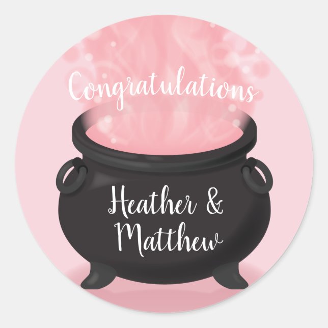 Baby is Brewing Witch Shower Gothic Pink Girl Classic Round Sticker (Front)