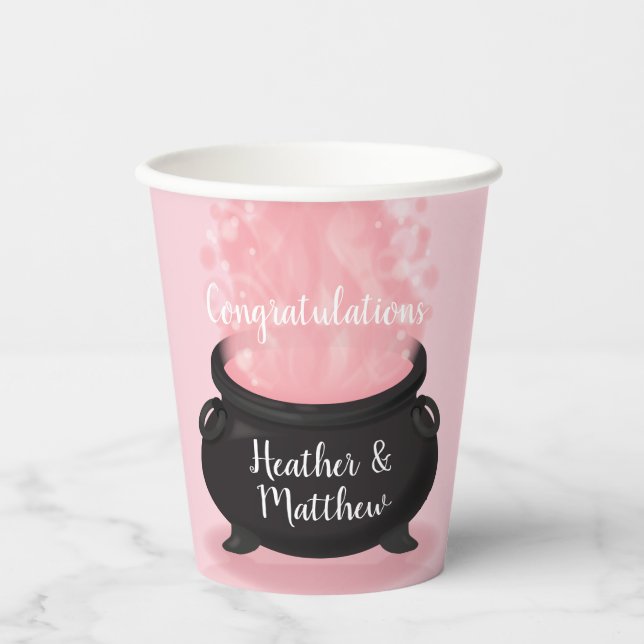 Baby is Brewing Witch Shower Gothic Pink Girl Paper Cups (Front)
