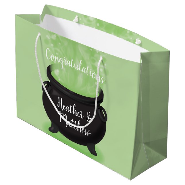 Baby is Brewing Witch Shower Halloween Cauldron Large Gift Bag (Back Angled)