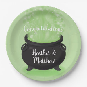 Baby is Brewing Witch Shower Halloween Cauldron Paper Plate