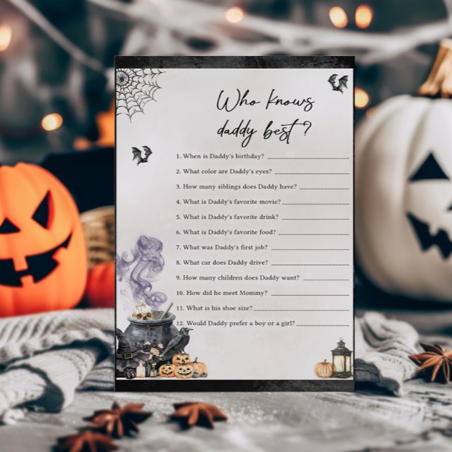 Baby is Brewing Witch Who Knows Daddy Best Game (A Baby is Brewing Halloween Baby Shower Who Knows Daddy Best Game)