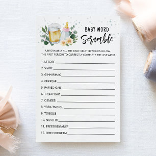  Baby Is Brewing Word Scramble Baby Shower Game