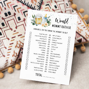 Baby Is Brewing Would Mummy Rather Game Card