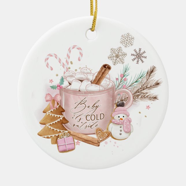Baby is cold outside Christmas Glass Ornament| Ceramic Tree Decoration (Front)