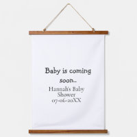 Baby is coming soon baby shower name date typewrit