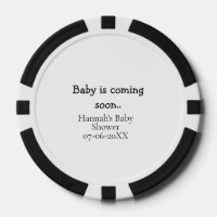 Baby is coming soon baby shower name date typewrit
