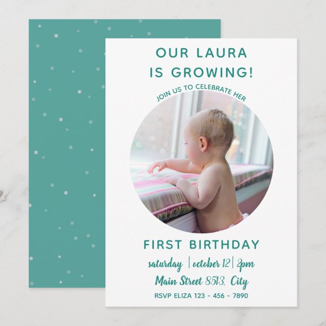 Baby is Growing - Simple Photo Invitation (Front/Back)