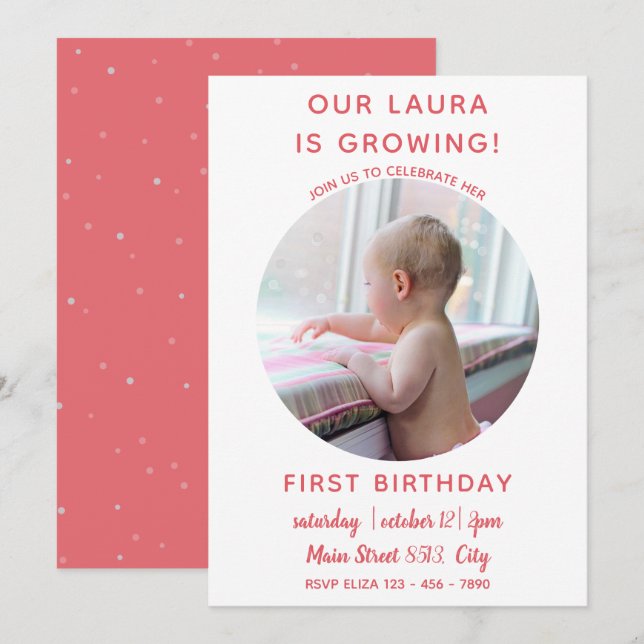 Baby is Growing - Simple Photo Invitation (Front/Back)