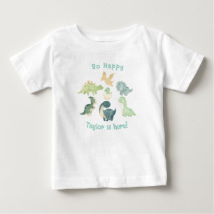 Baby Is Here! Cute Dinosaur Personalised T-Shirt