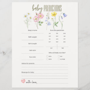 Baby is in Bloom, Single Flowers Baby Predictions Flyer