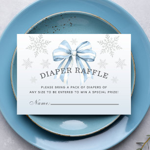 Baby It’s Cold Outside Blue Bow Diaper Raffle Enclosure Card