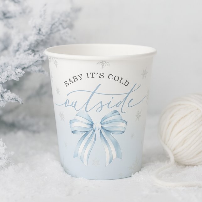 Baby It’s Cold Outside Blue Bow Winter Baby Shower Paper Cups (Baby It’s Cold Outside Blue Bow Winter Baby Shower Paper Cups)