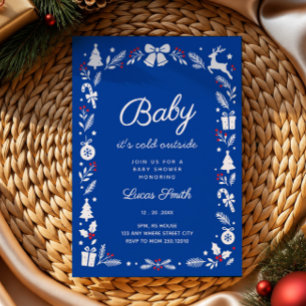 Baby It’s Cold Outside blue winter baby shower Invitation