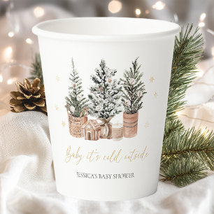 Baby It’s Cold Outside Christmas Trees Baby Shower Paper Cups