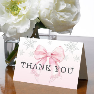Baby It’s Cold Outside Pink Bow Thank You Card