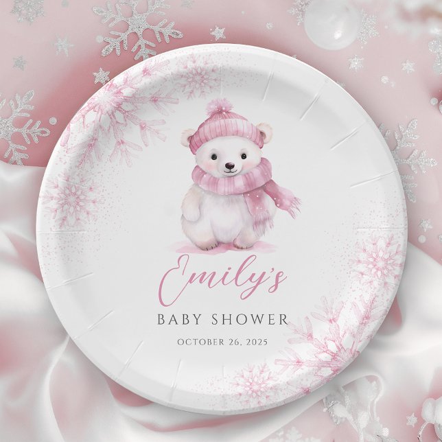 Baby It’s Cold Outside Pink Paper Plates (Creator Uploaded)