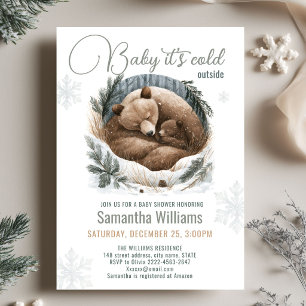 Baby It’s Cold Outside Winter Bear Baby Shower Invitation