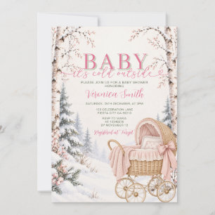 Baby It’s Cold Outside Winter Carriage Baby Shower Invitation