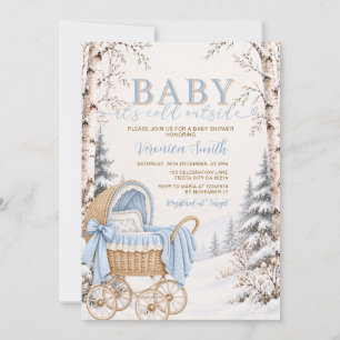 Baby It’s Cold Outside Winter Carriage Baby Shower Invitation