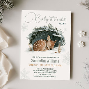Baby It’s Cold Outside Winter Deer Baby Shower Invitation