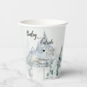 Baby It’s Cold Outside Winter Evergreen Woodland  Paper Cups