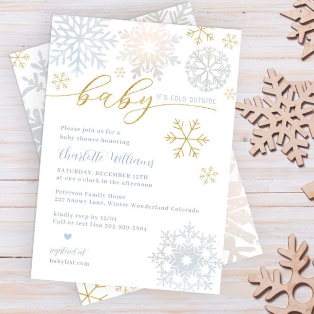 Baby It’s Cold Outside Winter Invite Boy (Winter wonderland - Baby its cold outside baby shower invitation - Dusty Blue)