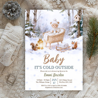 Baby It’s Cold Outside Winter Woodland Baby Shower Invitation