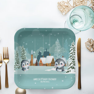 Baby It’s Cold Outside Winter Woodland Baby Shower Paper Plate