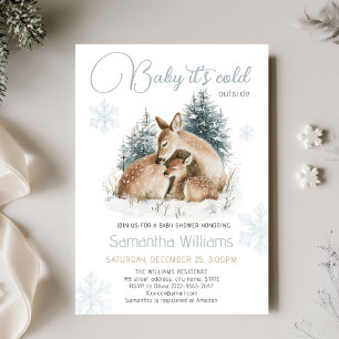 Baby It’s Cold Outside Woodland Deer Baby Shower Invitation