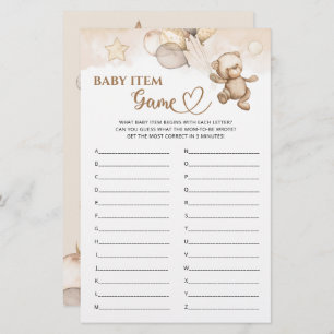 Baby Item Game Teddy Bear Baby Shower